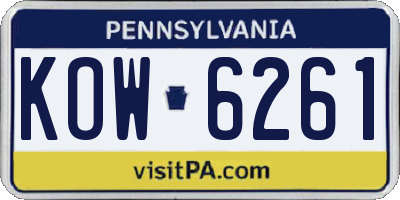 PA license plate KOW6261