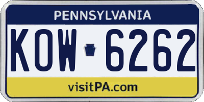 PA license plate KOW6262