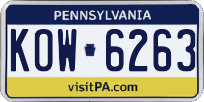 PA license plate KOW6263