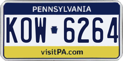 PA license plate KOW6264