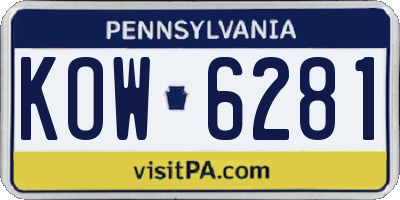 PA license plate KOW6281