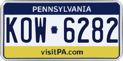PA license plate KOW6282
