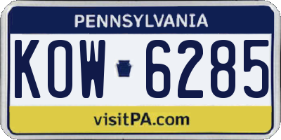 PA license plate KOW6285