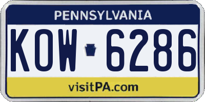 PA license plate KOW6286