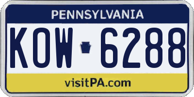 PA license plate KOW6288