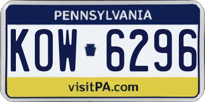 PA license plate KOW6296