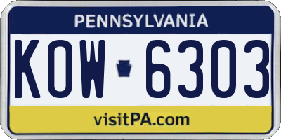 PA license plate KOW6303