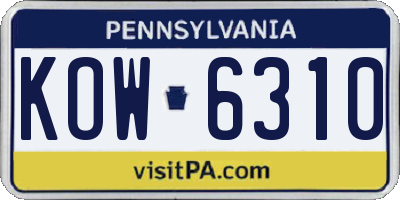PA license plate KOW6310