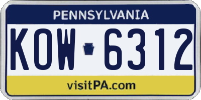 PA license plate KOW6312