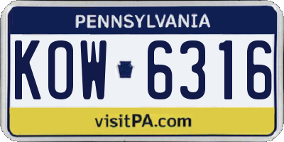 PA license plate KOW6316