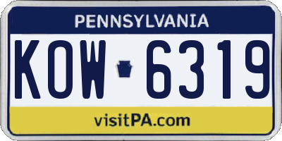 PA license plate KOW6319