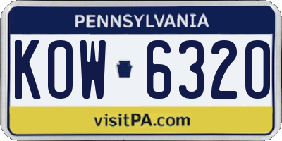 PA license plate KOW6320