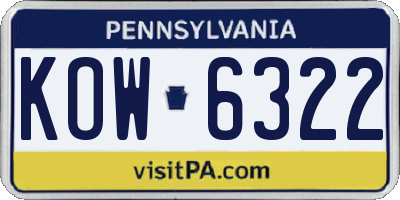 PA license plate KOW6322