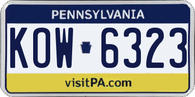 PA license plate KOW6323