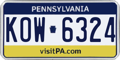 PA license plate KOW6324