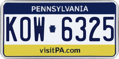 PA license plate KOW6325