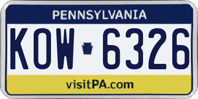 PA license plate KOW6326