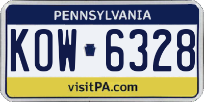 PA license plate KOW6328