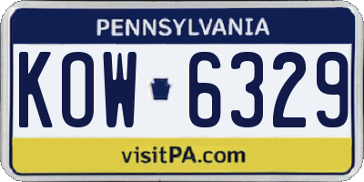 PA license plate KOW6329