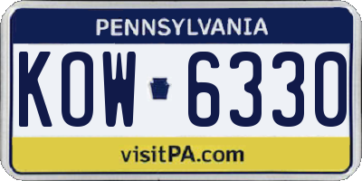 PA license plate KOW6330