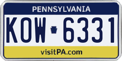 PA license plate KOW6331