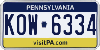 PA license plate KOW6334