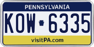 PA license plate KOW6335