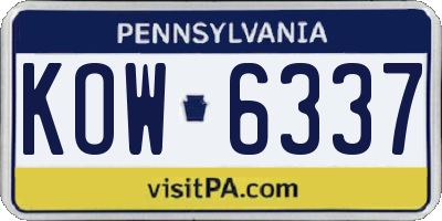 PA license plate KOW6337