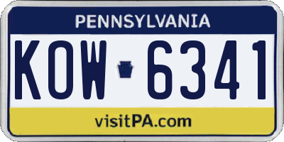 PA license plate KOW6341
