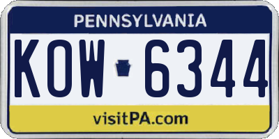 PA license plate KOW6344