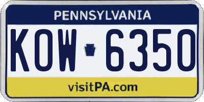 PA license plate KOW6350