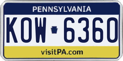 PA license plate KOW6360