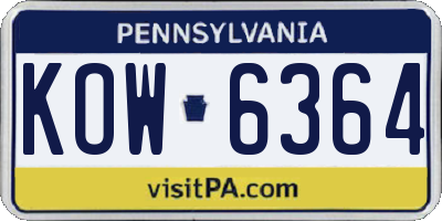 PA license plate KOW6364