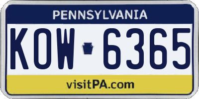 PA license plate KOW6365