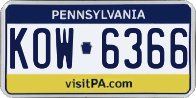 PA license plate KOW6366