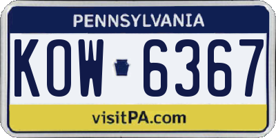PA license plate KOW6367