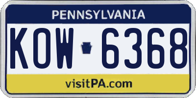 PA license plate KOW6368