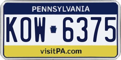 PA license plate KOW6375