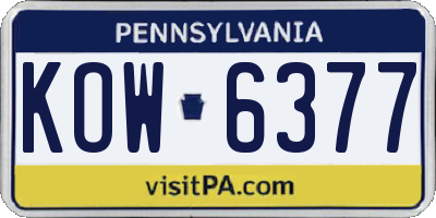 PA license plate KOW6377