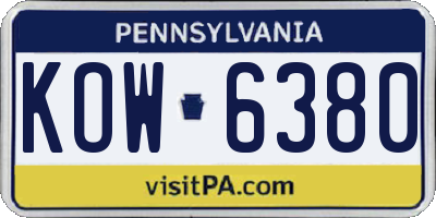 PA license plate KOW6380