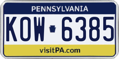 PA license plate KOW6385