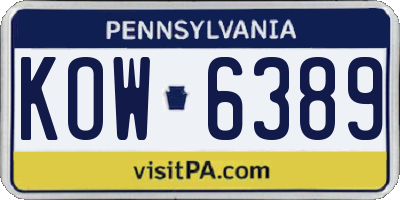 PA license plate KOW6389