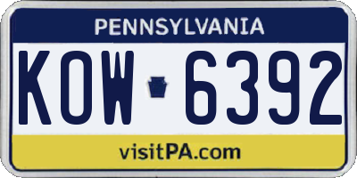 PA license plate KOW6392