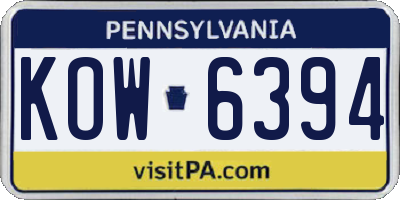 PA license plate KOW6394