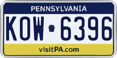 PA license plate KOW6396