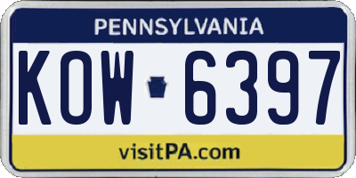 PA license plate KOW6397