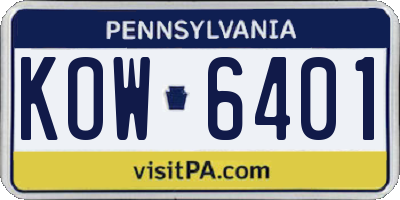 PA license plate KOW6401