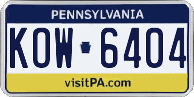 PA license plate KOW6404