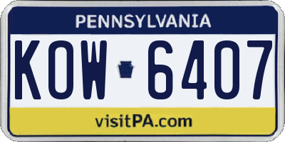 PA license plate KOW6407