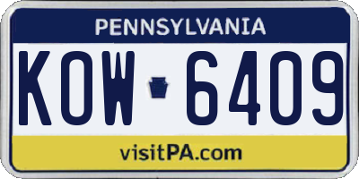 PA license plate KOW6409